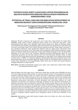 Potensi Pasang Surut Lahan Rawa Untuk Pengembangan Irigasi…(Yudi Lasmana, Dkk)