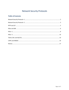 Network Security Protocols