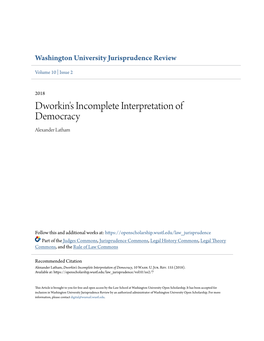 Dworkin's Incomplete Interpretation of Democracy Alexander Latham