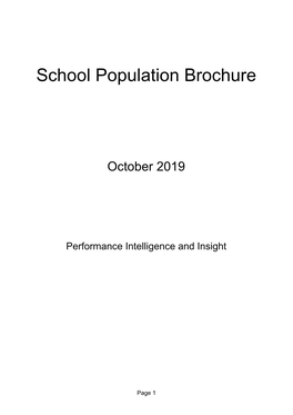 School Population Brochure October 2019