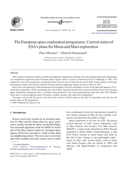 The European Space Exploration Programme: Current Status of ESA's