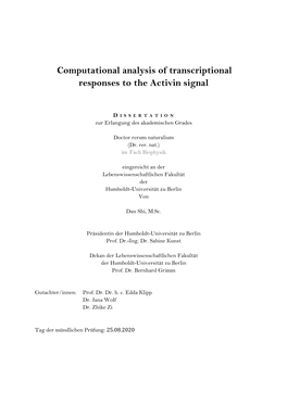 Computational Analysis of Transcriptional Responses to the Activin Signal