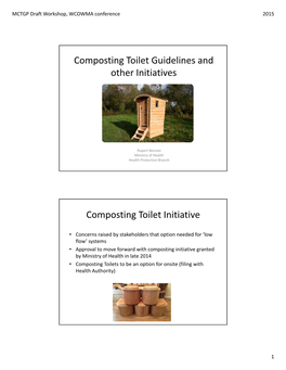 Composting Toilet Guidelines and Other Initiatives