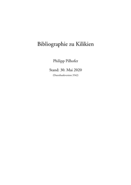 Bibliographie Zu Kilikien