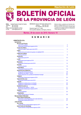 BOLETÍN OFICIAL DE LA PROVINCIA DE LEÓN Edita: Imprenta Provincial