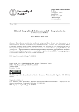 Geographie Als Geisteswissenschaft - Geographie in Den Geisteswissenschaften