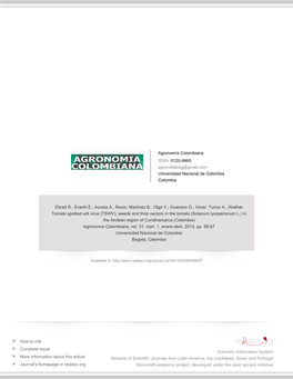 Redalyc.Tomato Spotted Wilt Virus (TSWV), Weeds and Thrip Vectors In