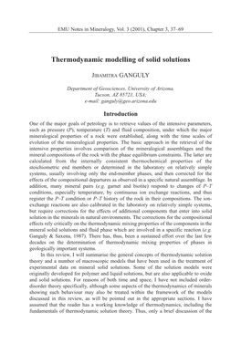 Thermodynamic Modelling of Solid Solutions