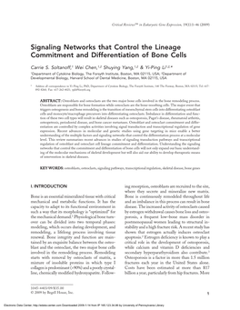 Signaling Networks That Control the Lineage Commitment and Differentiation of Bone Cells