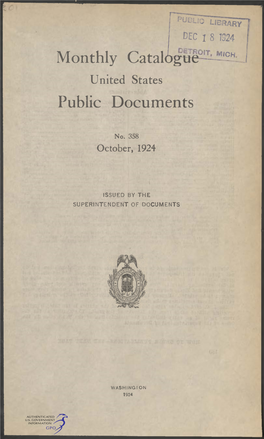 Monthly Catalogue, United States Public Documents, October 1924