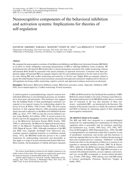 Neurocognitive Components of the Behavioral Inhibition and Activation Systems: Implications for Theories of Self-Regulation