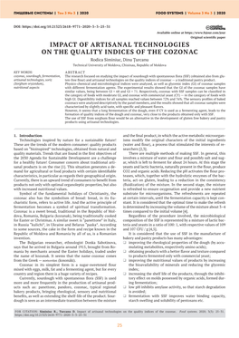 Impact of Artisanal Technologies on the Quality Indices of the Cozonac