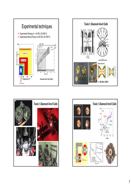 Experimental Techniques Tools I: Diamond Anvil Cells