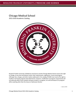 Chicago Medical School 2015-2016 Academic Catalog