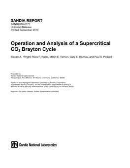 Operation and Analysis of a Supercritical CO2 Brayton Cycle