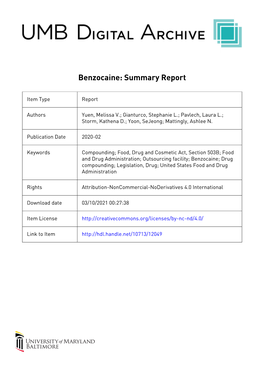 Benzocaine: Summary Report