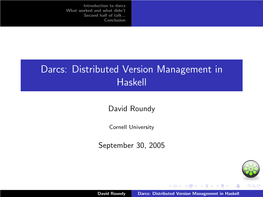 Darcs: Distributed Version Management in Haskell