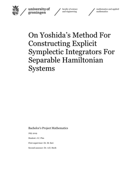 On Yoshida's Method for Constructing Explicit Symplectic Integrators For