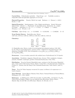 Xocomecatlite Cu3(Te6+O4)