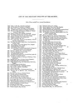 List of the Ordinary Fellows of the Society