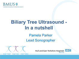 Biliary Tree Ultrasound - in a Nutshell Pamela Parker Lead Sonographer Aims