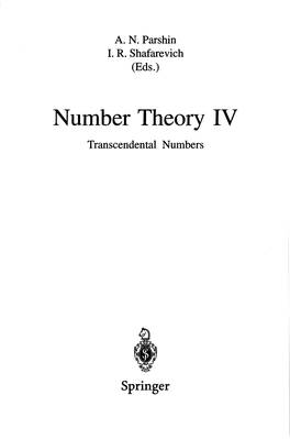 Number Theory IV Transcendental Numbers