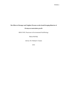 The Effects of Stranger and Neighbor Presence on the Social Foraging Behavior Of