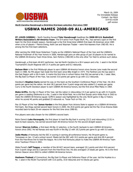 Usbwa Names 2008-09 All-Americans