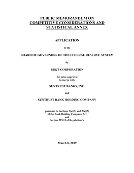 Public Memorandum on Competitive Considerations Andand Statistical Annex