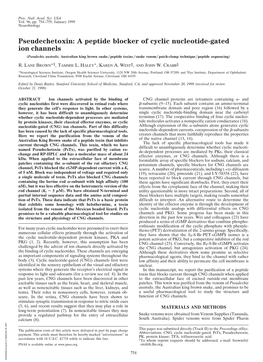 Pseudechetoxin: a Peptide Blocker of Cyclic Nucleotide-Gated Ion Channels