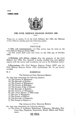 The Civil Defence Regions Notice 1980