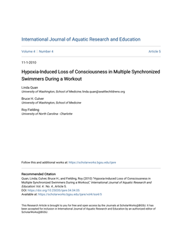 Hypoxia-Induced Loss of Consciousness in Multiple Synchronized Swimmers During a Workout