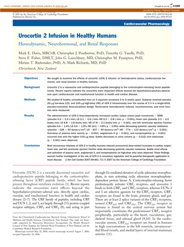 Urocortin 2 Infusion in Healthy Humans Hemodynamic, Neurohormonal, and Renal Responses