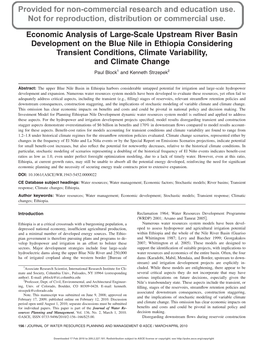 Economic Analysis of Large-Scale Upstream River Basin