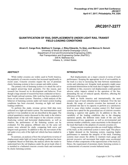 Quantification of Rail Displacements Under Light Rail Transit Field Loading Conditions