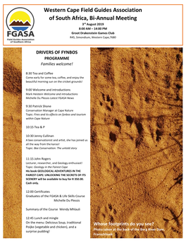 Western Cape Field Guides Association of South Africa, Bi