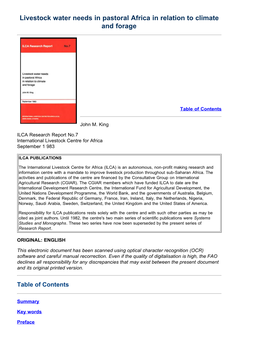Livestock Water Needs in Pastoral Africa in Relation to Climate and Forage