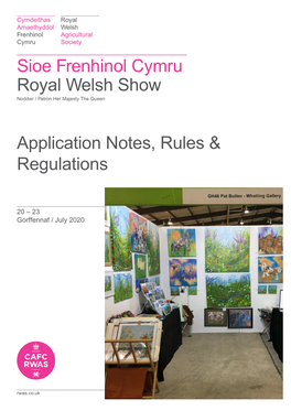 Sioe Frenhinol Cymru Royal Welsh Show Application Notes, Rules