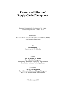 Causes and Effects of Supply Chain Disruptions