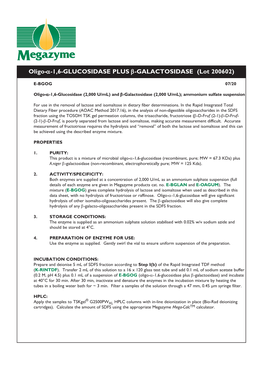 Oligo-Α-1,6-GLUCOSIDASE PLUS Β-GALACTOSIDASE (Lot 200602)