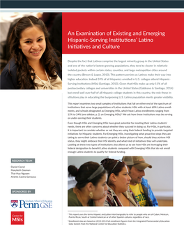 An Examination of Existing and Emerging Hispanic-Serving Institutions’ Latino Initiatives and Culture