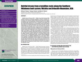 Detrital Zircons from Crystalline Rocks Along the Southern Oklahoma Fault System, Wichita and Arbuckle Mountains, USA GEOSPHERE; V