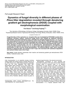Dynamics of Fungal Diversity in Different Phases of Pinus Litter Degradation Revealed Through Denaturing Gradient Gel Electropho