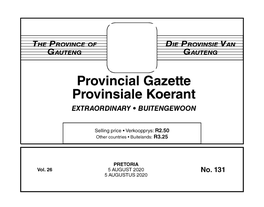 Provincial Gazette Provinsiale Koerant EXTRAORDINARY • BUITENGEWOON