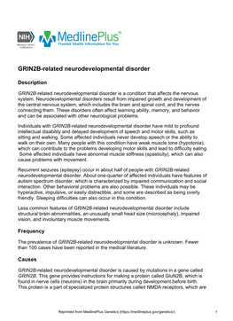 GRIN2B-Related Neurodevelopmental Disorder