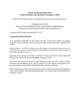 05-01 Faculty Senate Resolution