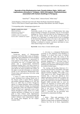 (2012). Records of the Phyllostomine Bats Tonatia Bidens