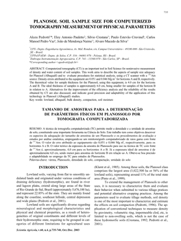 Planosol Soil Sample Size for Computerized Tomography Measurement of Physical Parameters