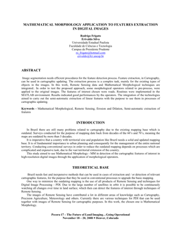 Mathematical Morphology Application to Features Extraction in Digital Images