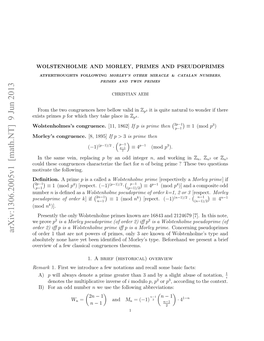 Wolstenholme and Morley, Primes and Pseudoprimes 3